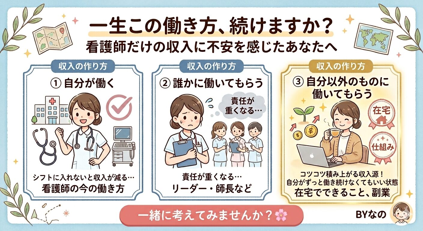 一生この働き方、続けますか？看護師だけの収入に不安を感じたあなたへ